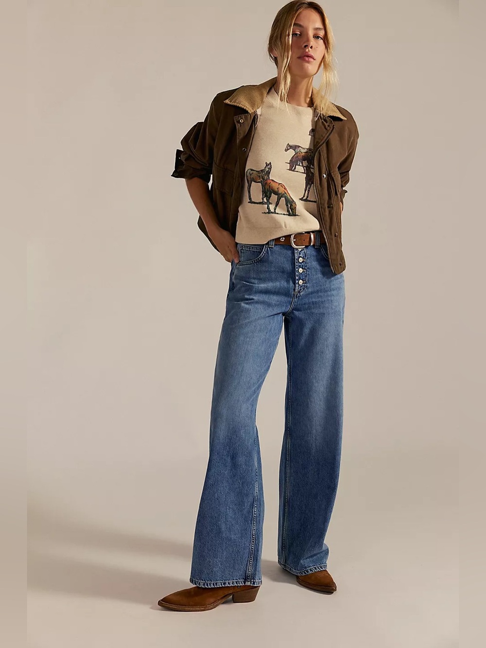 Free People We The Free Button Fly Wide Leg Jeans Size 26